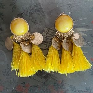 Yellow Tasseled Earrings